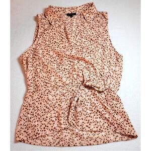 Pleione Womens Twist Top Tank XL Sleeveless Pink Peach V Neck Elastic Waist Y2K